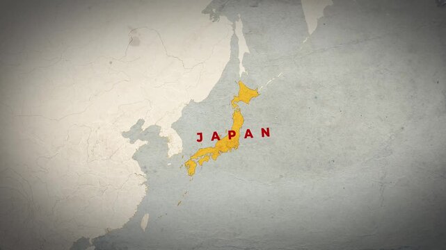 Japan Map Highlighted on East Asia Political Map, Geographic Location and Country Border Illustration