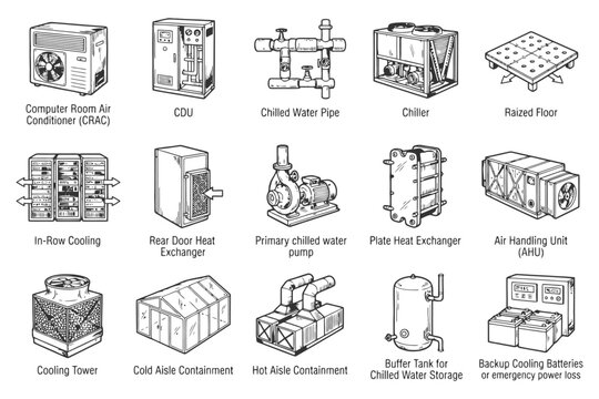 Industrial cooling systems equipment and components diagram.