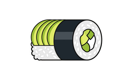 Avocado maki roll with rice and dark nori wrapper © Akil