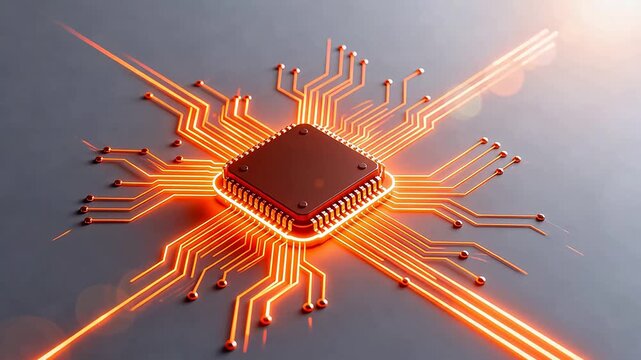 Microchip with glowing circuitry