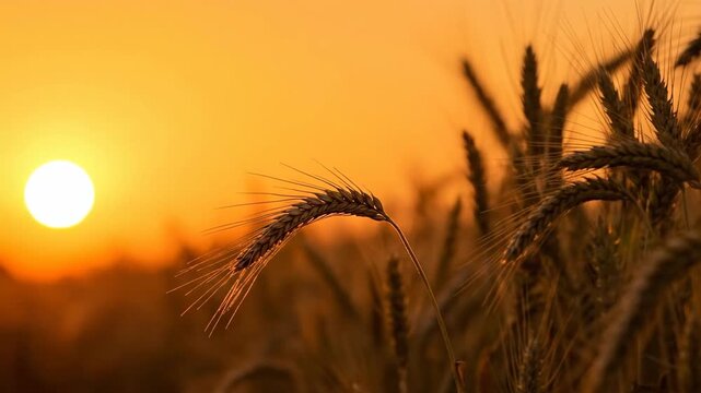 Wheat field sunset landscape 4K Video