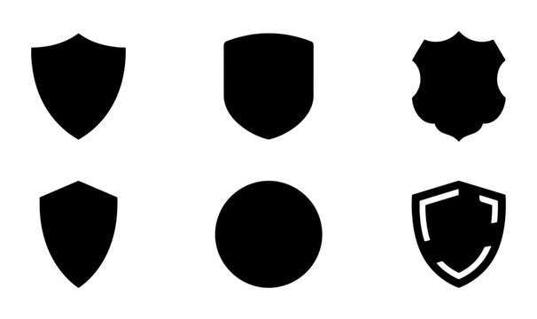 Shield Icons Set, Security Emblems Collection, Protection Badges Vector Graphics, Safety Symbols