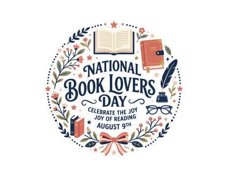 National book lovers day celebration design with books and flowers