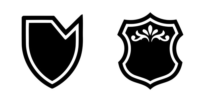 Two shield icon vectors in simple flat design against a white background for security and protection concepts