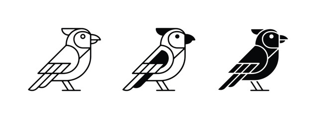 Bird Icons Set, Minimalist Cardinal Graphics, Simple Avian Vector Art © Mitu