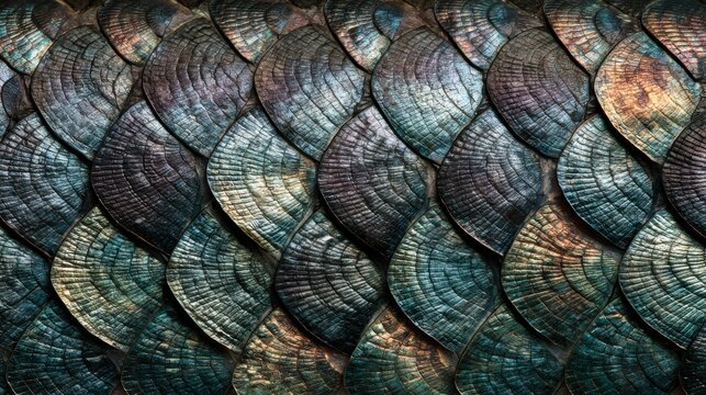 Abstract Iridescent Scale Pattern Metallic Texture Background