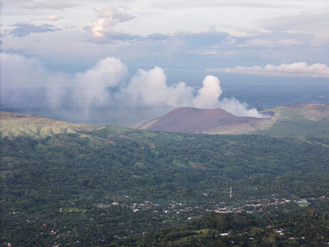 Masaya volcano aerial drone view