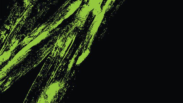 A black background with irregular, diagonal brushstrokes of glowing green.
