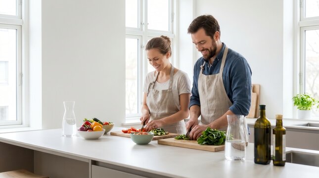 Couple Preparing Healthy Food for World Lungs Day