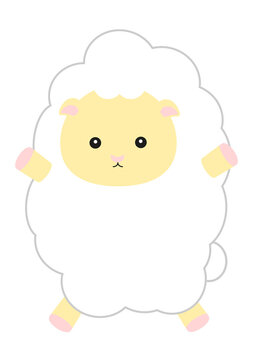 立ち姿のかわいい羊のイラスト
