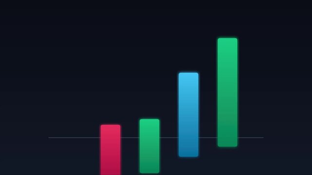Animated bar chart growth graph with dynamic colorful columns for business data analysis and financial performance presentation animation 4k