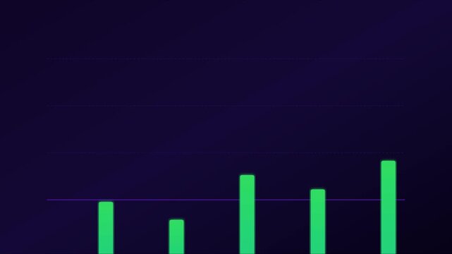 Animated bar chart growth graph showing financial data trends and business performance metrics animation 4k