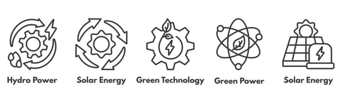 Green Energy and Clean Technology Vector Icon Set 