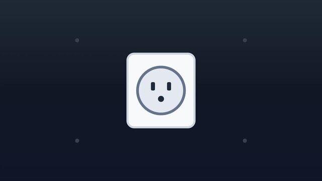 Animated electric wall outlet with pulsing green energy ring for sustainable power and smart home technology concepts animation 4k