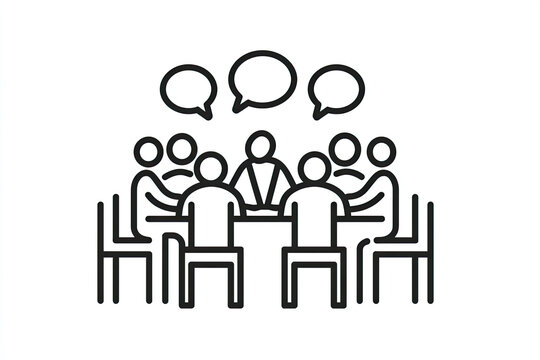 Job interview linear icon. Discussion. Thin line illustration. Business talk contour symbol. 