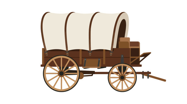 Flat Design Covered Wagon Vector Illustration