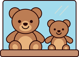 Fototapeta premium teddy bear couple shelf clipart vector shape