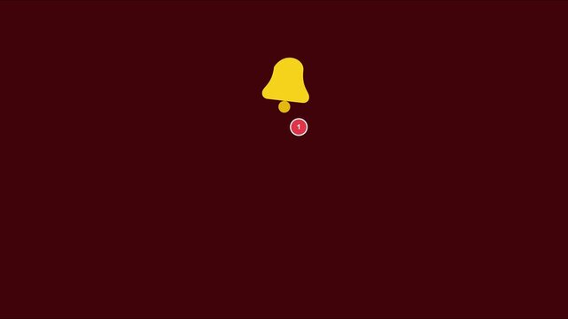 Animated notification bell with red alert badge for social media and ui animation 4k
