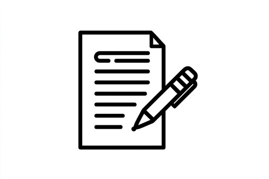 Contract linear icon. Text document with pen. Agreement paper. Thin line illustration. Contour symbol. Vector isolated outline drawing 