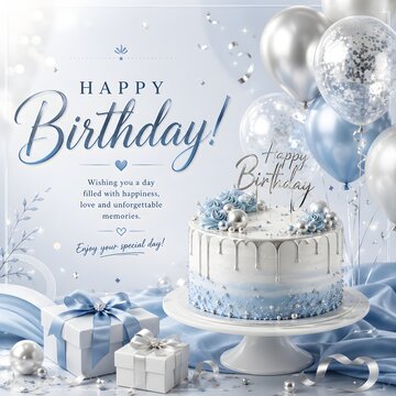 Happy birthday celebration with cake and gift