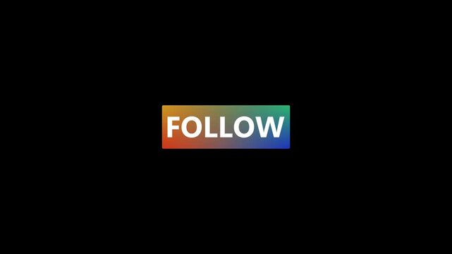 animated social media follow and thanks button icon overlay with hand cursor click on black background,