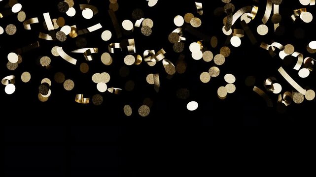 Sparkling luxury festive elements raining down against dark empty space
