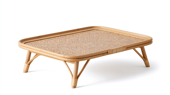 Bamboo Picnic Tray Isolated on White Background