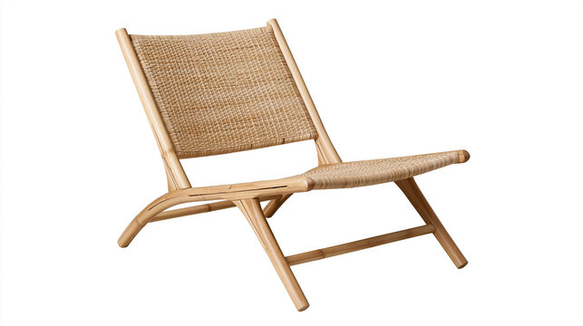 Bamboo Folding Chair Isolated on White Background