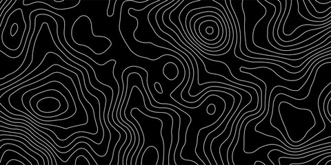 Topographic map contour lines seamless background, abstract vector line art terrain geographic elevation map © Lumrah