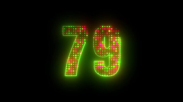 Stylized electronic numeral 8 with radiant particle driven glow