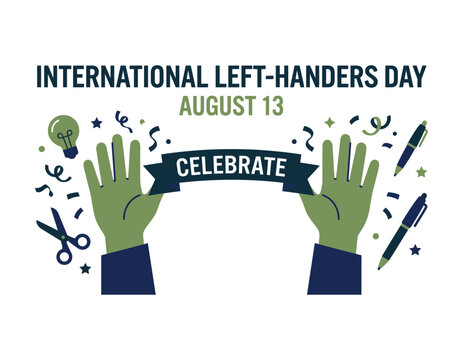 International lefthanders day celebration illustration with hands