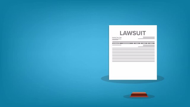 Lawsuit Document with Judge Gavel Animation