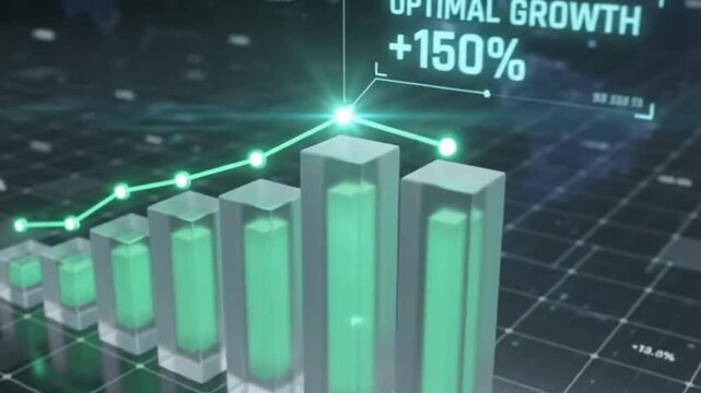Financial growth bar chart animation a 3D rising