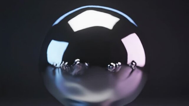 Abstract 3D render of reflective chrome spheres and liquid metal blobs merging together on a dark background with shallow depth of field and soft studio lighting reflections.