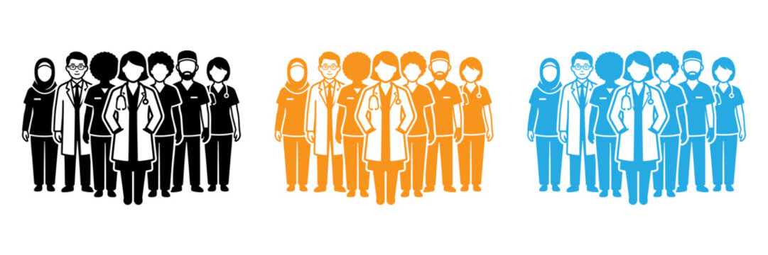Diverse group of people standing in a line together