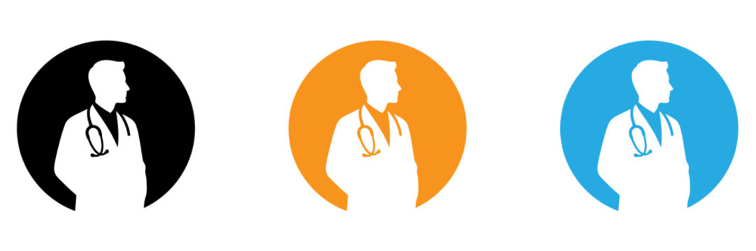 Medical professional icons with different colored backgrounds