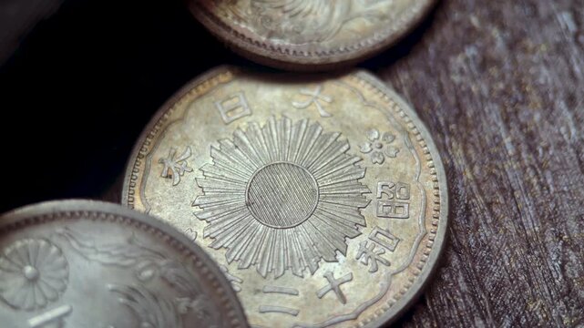 Showa 50 Sen Japanese Coin Collection Macro Video