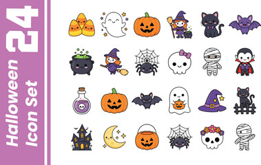 Fototapeta premium Halloween Icon Set And template Design 