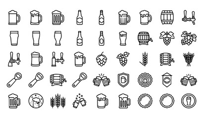 Fototapeta premium Wine Production Vineyard and Winery Line Icons Collection Vector Set Isolated on White Background