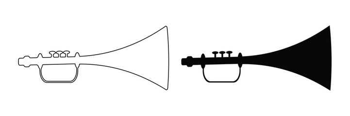 Trumpet outline and silhouette icon set © Welly