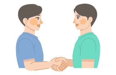 Obraz premium 笑顔で握手をする二人の男性のイラスト