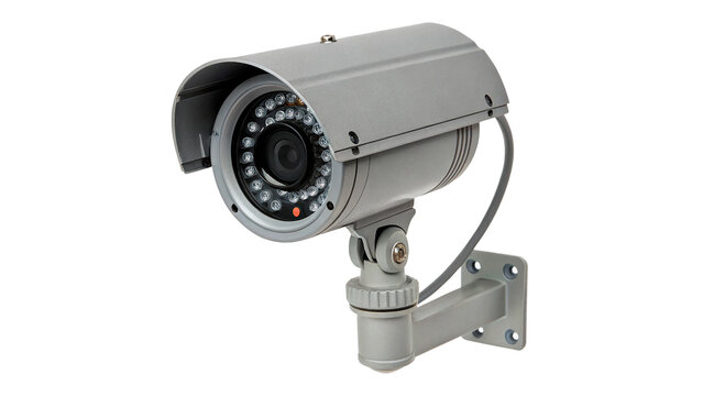 White outdoor security CCTV camera surveillance system monitoring device for protection isolated on transparent background