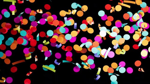 Festive multicolored paper particles floating during a celebration event