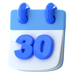Fototapeta premium 3D Blue Calendar with Number 30
