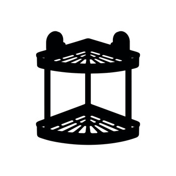 Black silhouette of a two tier corner shower shelf for bathroom organization