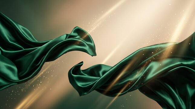 Elegant Green Fabric in Cosmic Glow