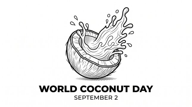 Coconut with water splash for world coconut day