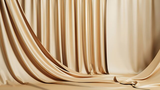 Golden draped fabric a luxurious 3d rendering with soft folds