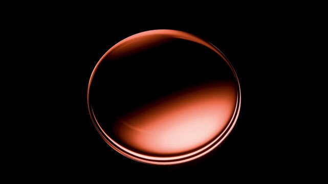 Horizontal 3D abstract technology digital science sphere glass orb circle futuristic neon glow hologram loop animation cyber black background gradient luminous glossy reflection light energy plasma