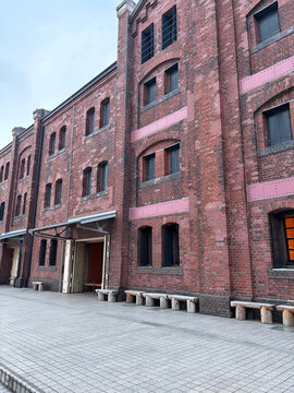 Historic red brick warehouse building exterior